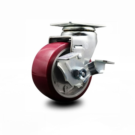 Service Caster 4 Inch Poly on Aluminum Swivel Caster with Roller Bearing and Brake SCC SCC-20S420-PAR-TLB
